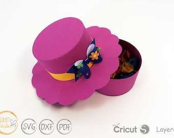 3D Hat Gift Box SVG Template: Cricut & Silhouette (PDF, DXF)