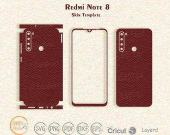 Redmi Note 8 skin cut plantilla svg vector, Redmi piel svg archivo de corte, pieles de teléfono, silueta, archivo de vinilo, imprimible, Cricut