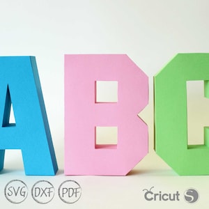 Lettere dell'alfabeto 3D A-Z 0-9 Modello fustellato SVG, lettere 3D per Cricut, Silhouette Cameo, macchina da taglio laser immagine 7