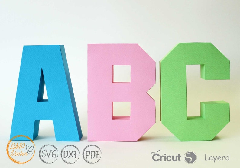 Letras del alfabeto 3D A-Z 0-9 Plantilla troquelada SVG, letras 3D para Cricut, Silhouette Cameo, máquina de corte por láser imagen 7