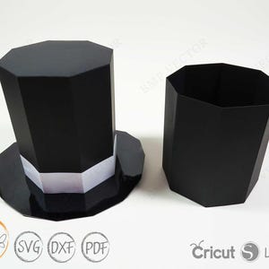 Plantilla de caja de sombrero de copa SVG, regalos de fiesta DIY, caja de sombrero de copa svg, Cricut y Silhouette