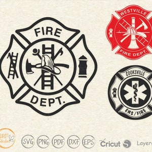 Fire Dept svg, Fire Department logo svg, Croix de Malte svg, pompier logo svg png images vectorielles pour Cricut Silhouette téléchargement instantané