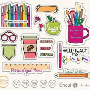 Adesivo de professor svg, De volta às aulas svg, Pacote de adesivos de professor svg, Adesivo de laptop de professor, Presente de professor, Decalque de professor, Professor fofo svg png