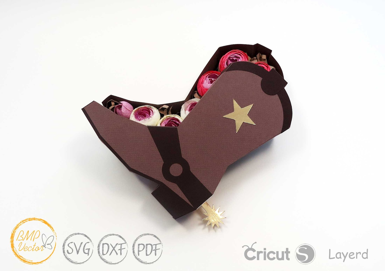 Cowboy Boots Box Svg Template Cowboy Boots Gift Box Boots Etsy