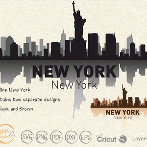 New York in formato SVG, New York Skyline in formato SVG, New York City in formato SVG, City Skyline clipart in formato SVG, Town Scrapbook Sticker, file in formato SVG per Cricut Silhouette