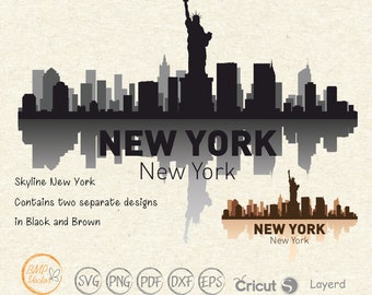 New York Skyline SVG: City Clipart, Scrapbook Sticker (Digital File)