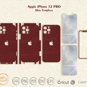 iPhone 12 Pro Skin Template: Full Wrap, Back Wrap, Front (SVG, DXF, PDF)