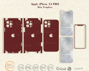 Modello skin per iPhone 12 Pro: Full Wrap, Back Wrap, Front (SVG, DXF, PDF)