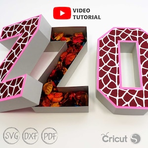 3D Lettere svg, A-Z 0-9 3D Alphabet svg, Die cut template NO punteggio necessario Lettere 3D svg, Cricut, Silhouette, Macchina da taglio Cameo