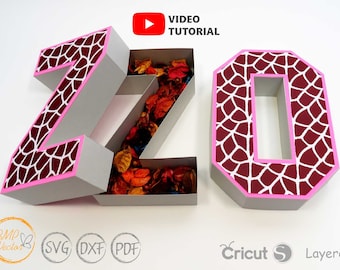 3D Alphabet Letters SVG: A-Z 0-9 Die Cut Template (Digital Download)