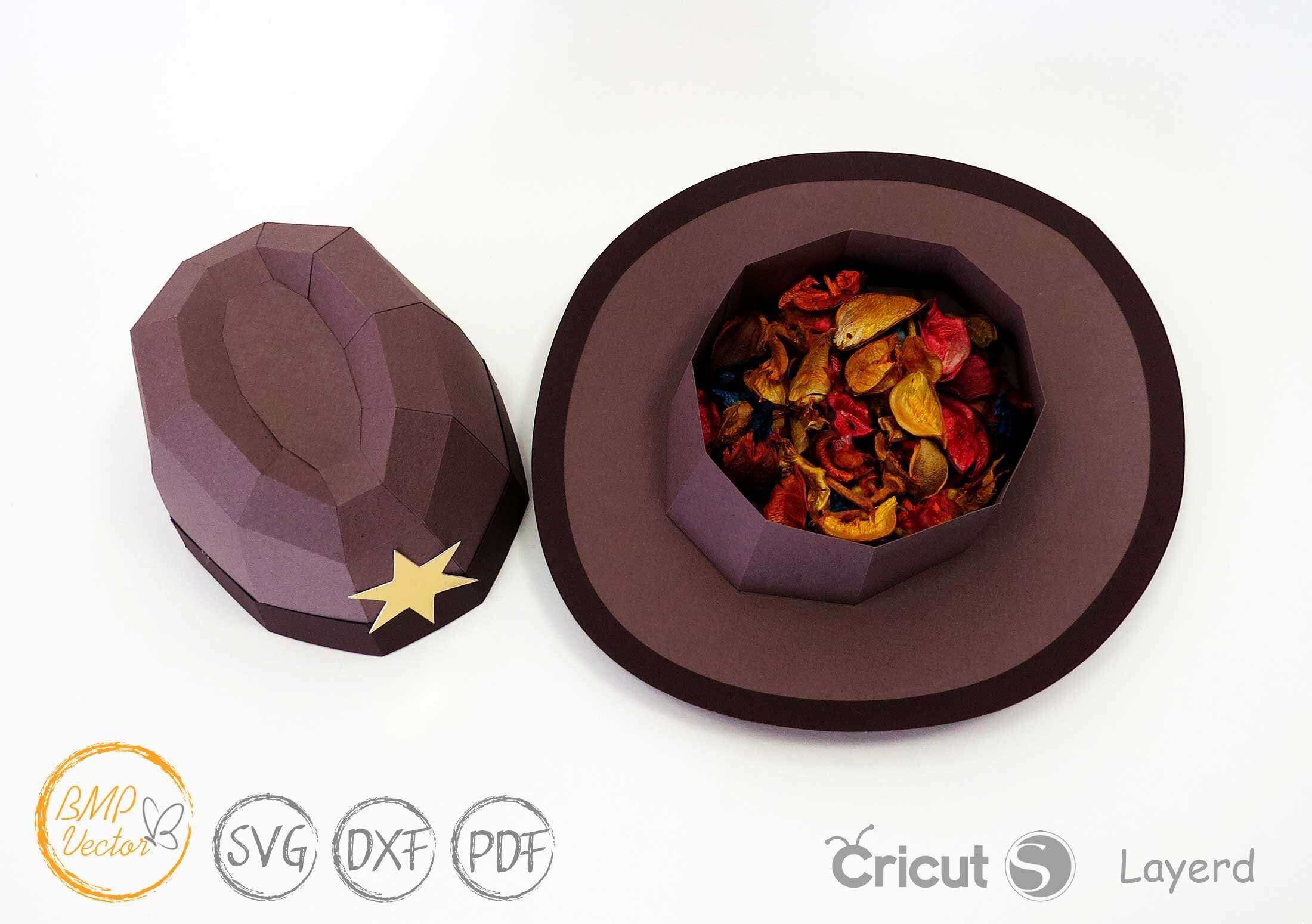 Cowboy hat box svg template Die cut template for Cricut Etsy México