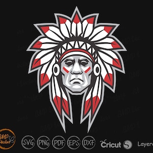 Capo indiano americano SVG, SVG sudoccidentale, vettore ornamento copricapo nativo americano, Download istantaneo, SVG, PNG, EPS, jpg digitale
