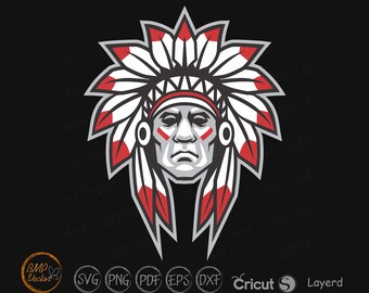 Amerikanische Indianer Häuptling svg, südwestlichen svg, indianischer Kopfschmuck Ornament Vektor, Instant Download, SVG, PNG, EPS, jpg digital