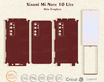 Xiaomi Mi Note 10 Lite skin cut template vector, Xiaomi skin svg cut file, Phone skins, Silhouette, Vinyl File, printable, cricut
