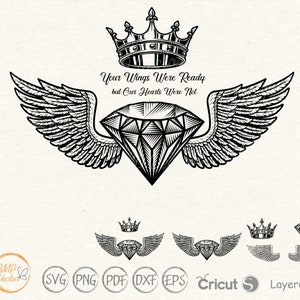 Dans Loving Memory Angle wings svg, vos ailes étaient prêtes mais nos cœurs ne l'étaient pas