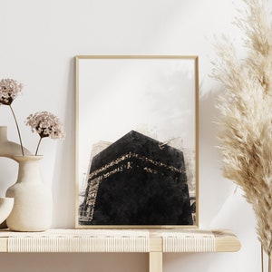 Kaaba Wall Art, Mecca Painting, Islamic Wall Art Poster, Masjid Print, Watercolor Art, Islamic Gifts, Ramadan Decorations, Digital Download