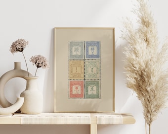 Palestine Stamp Wall Art, Palestine Art Download, Printable Palestine Poster, Jerusalem Gaza, Free Palestine, Islamic Wall Art Digital