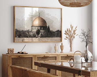 Dome of the Rock Al Aqsa Islamic Wall Art - Islamic Poster Print - Islamic Digital Painting - Printable Wall Decor - Palestine Islamic Gifts