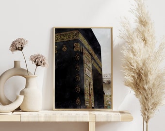 Kaaba Watercolor Painting, Islamic Wall Art,  Islamic Mecca Poster Printable, Islamic Makkah Painting, Islamic Home Decor, Ramadan Decor