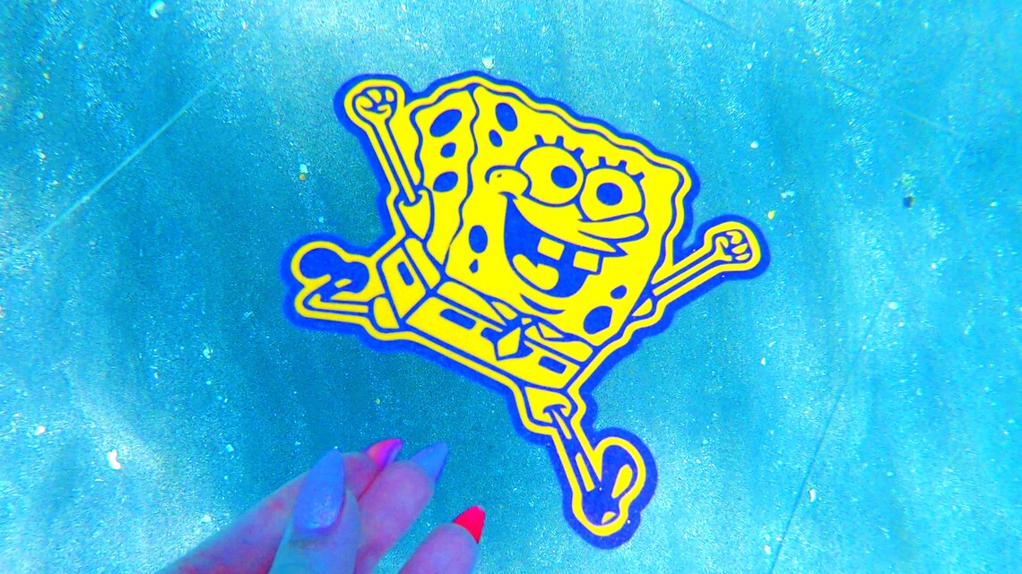 Spongebob Gloss & Glitter 2 Layer Vinyl Bumper Sticker / Etsy