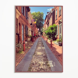 Archivo digital - Impresión de fotografía de calles de Filadelfia - Filadelfia, Pensilvania, Adoquines, Calle, Callejón de Elfreth