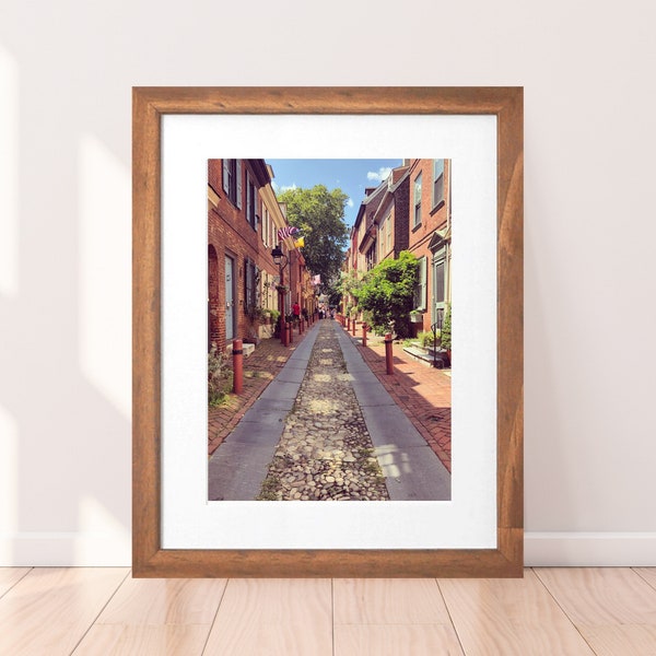 Philly Streets Framed Photography Print - Philadelphia, Pennsylvania, Cobblestone, Street, Elfreth's Alley