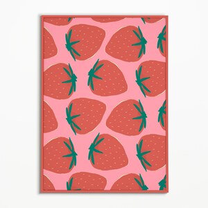 Digital File - Strawberry Crush Art Print Poster - Pink, Pop Art, Procreate, Printable, Pattern, Fruit, Fun, Graphic