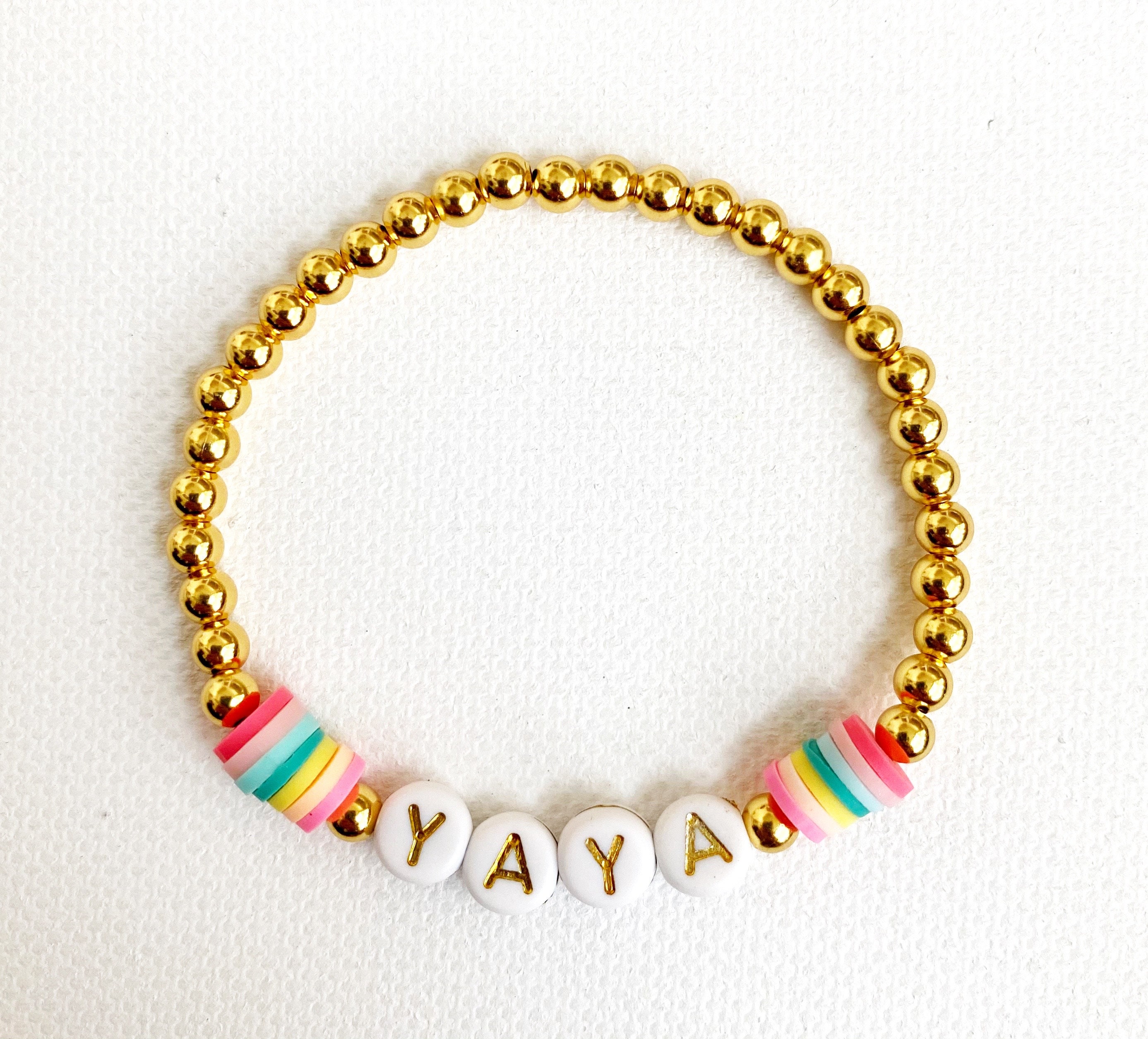 14K Gold Filled Beaded Bracelet Custom Name 4mm Bead Etsy