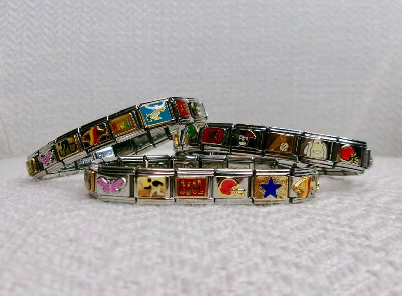 Italian Charm Bracelet, Vintage Italian Charm Bracelet, Jewelry, Gift, Unique Gift, Personalized Charm Bracelets, Charm Jewelry, Trendy image 1