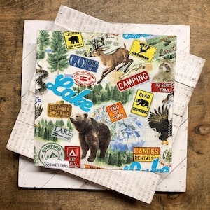 EDC Hank - Into the Wild - Camping Nature Wildlife Pattern - Handmade Handkerchief for Everyday Carry Gear by Liberty Hanks