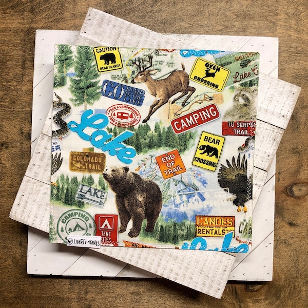 EDC Hank - Into the Wild - Camping Nature Wildlife Pattern - Handmade Handkerchief for Everyday Carry Gear by Liberty Hanks