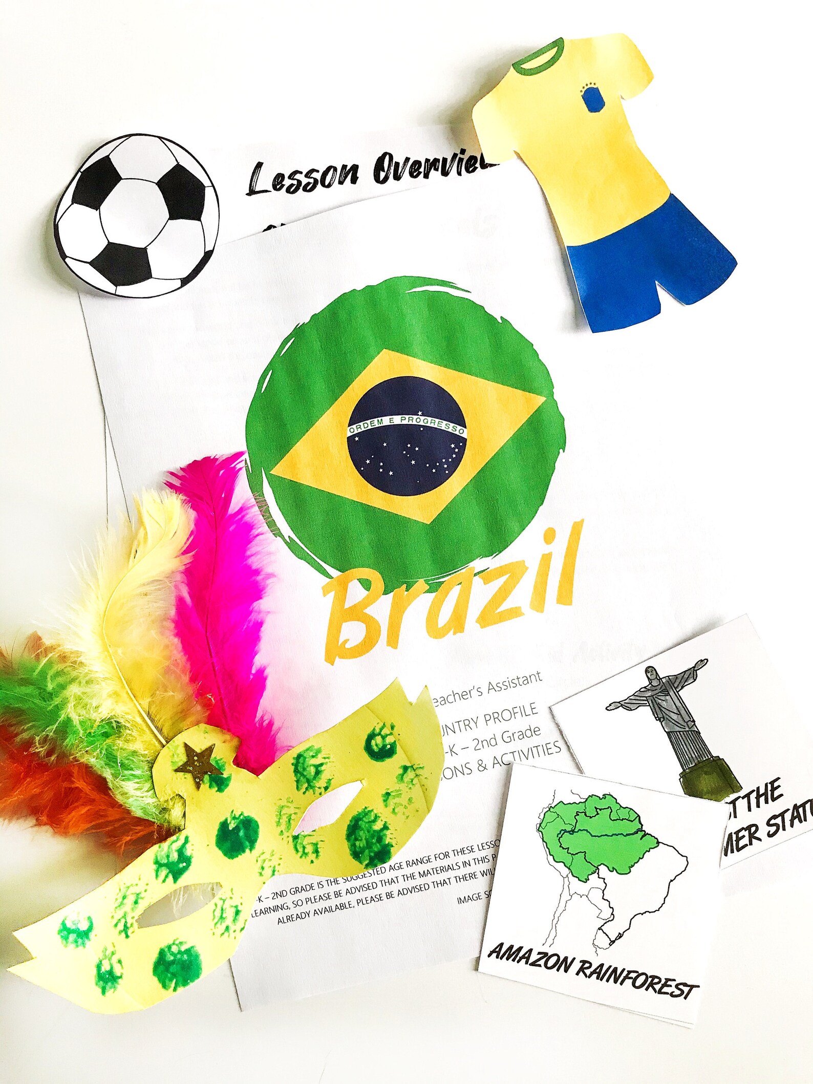 BEGINNER Brazil Digital Printable Lesson &amp; Activities Pre-K | Etsy