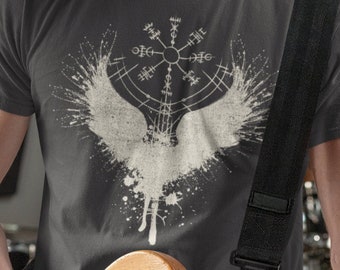 RAVEN VEGVISIR Viking shirt | Odin raven shirt, Viking compass, Norse runes, Odin crow shirt, Viking t