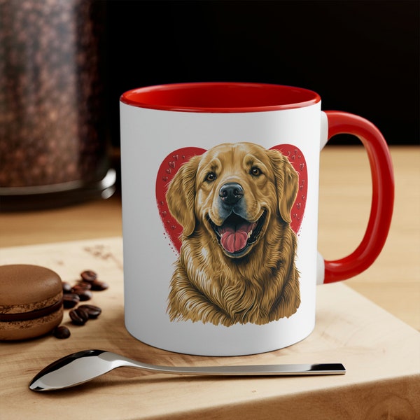 GOLDEN RETRIEVER lover gift mug | dog lover, Golden Retriever illustration, Valentine's gift, ceramic, collectible mug