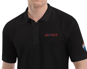 RE/MAX Mens Premium Polo Embroidered, REMAX embroidered polo, Remax branded polo, Remax, Re/max embroidered polo shirt men, Remax mens polo
