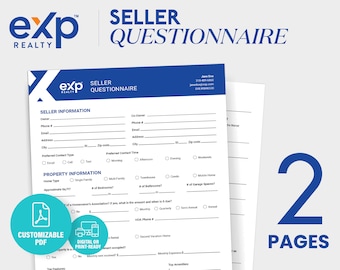eXp Realty Seller Questionnaire Template, Printable PDF