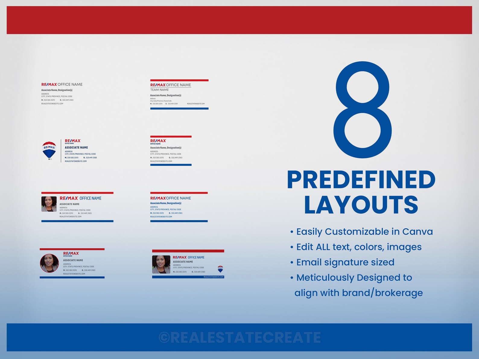 REMAX Real Estate Email Signature Canva Template With 8 - Etsy