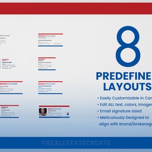 REMAX Real Estate Email Signature Canva Template With 8 Predefined ...