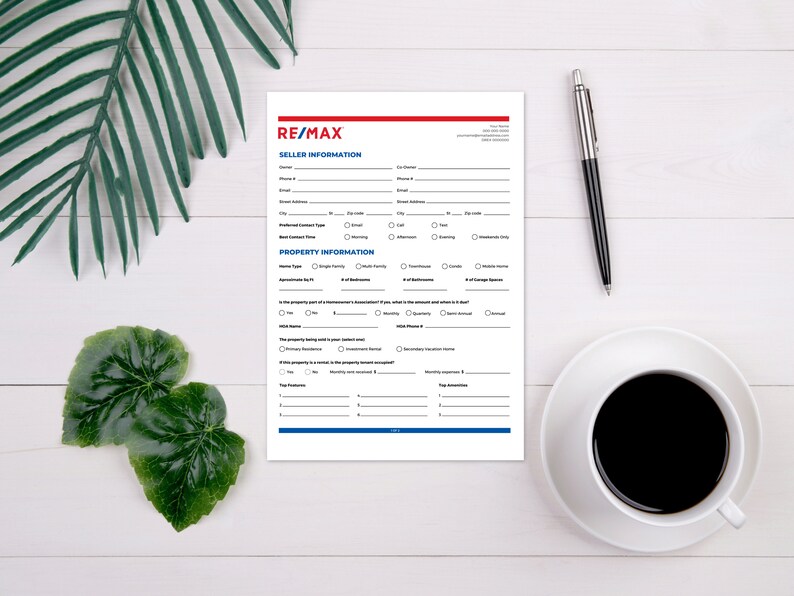 REMAX Seller Questionnaire Template, Real Estate Agent Canva Template ...