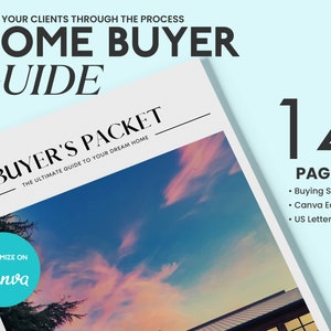Canva Home Buyer Guide Template, Buyer&#39;s Purchase Packet, Buyer Guide, Real Estate Buyer Guide, Real Estate Marketing Tool for Home Buyers