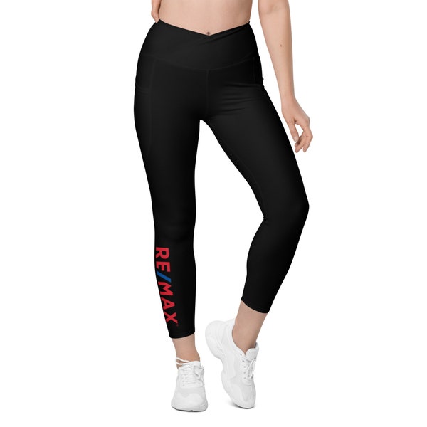 RE/MAX Crossover Leggings with pockets, REMAX Realty leggings, Remax yoga pants, Remax athletic leggings, Remax Leggings, realtor leggings