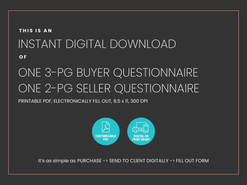 Realty ONE Group Buyer & Seller Questionnaire Bundle, Buyer Questionnaire, Seller Questionnaire, Print Ready, PDF, Realtor Form, Real Estate image 6