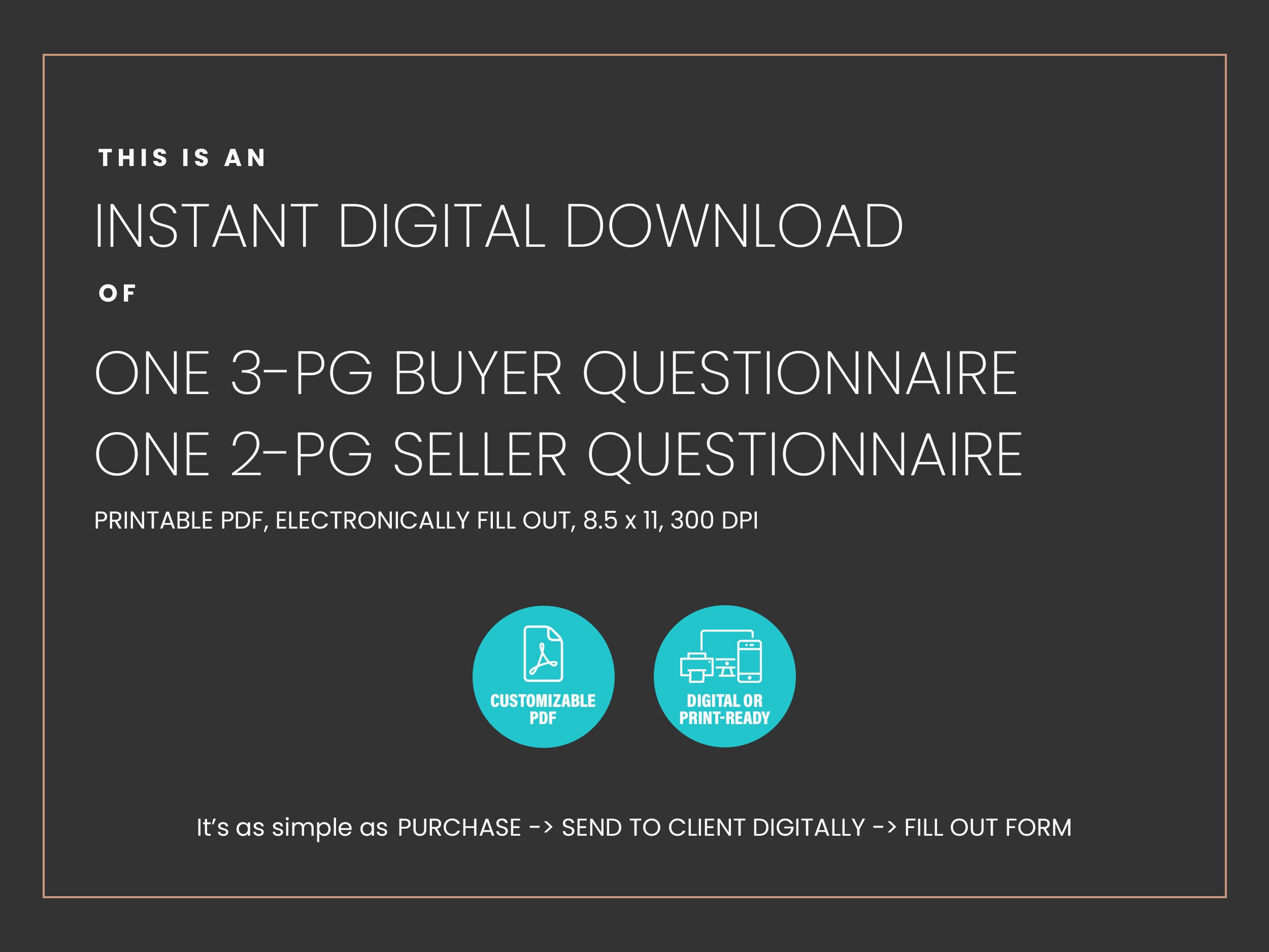 Realty ONE Group Buyer & Seller Questionnaire Bundle Buyer Etsy