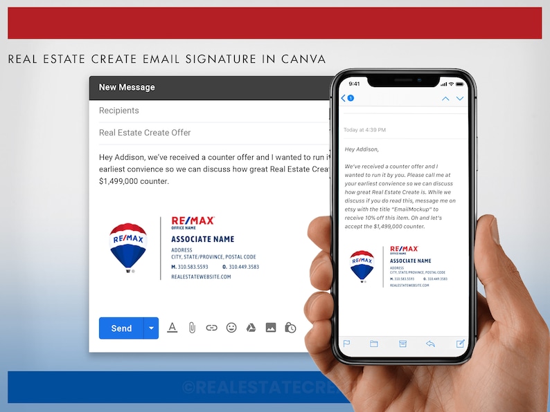 REMAX Real Estate Email Signature Canva Template With 8 Predefined ...