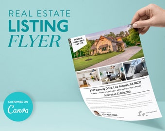 Canva Real Estate Listing Flyer, Open House, For Sale Flyer, Real Estate Template, Flyer Template, Real Estate Marketing Download
