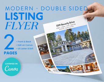 Listing Flyer 2pg, Canva Real Estate Template, Flyer Template, Canva, Realtor Marketing, Just Listed Flyer, Open House, Real Estate Download