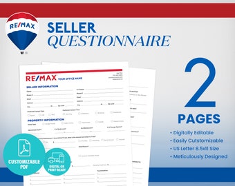 RE/MAX Seller Questionnaire, Customizable PDF Template