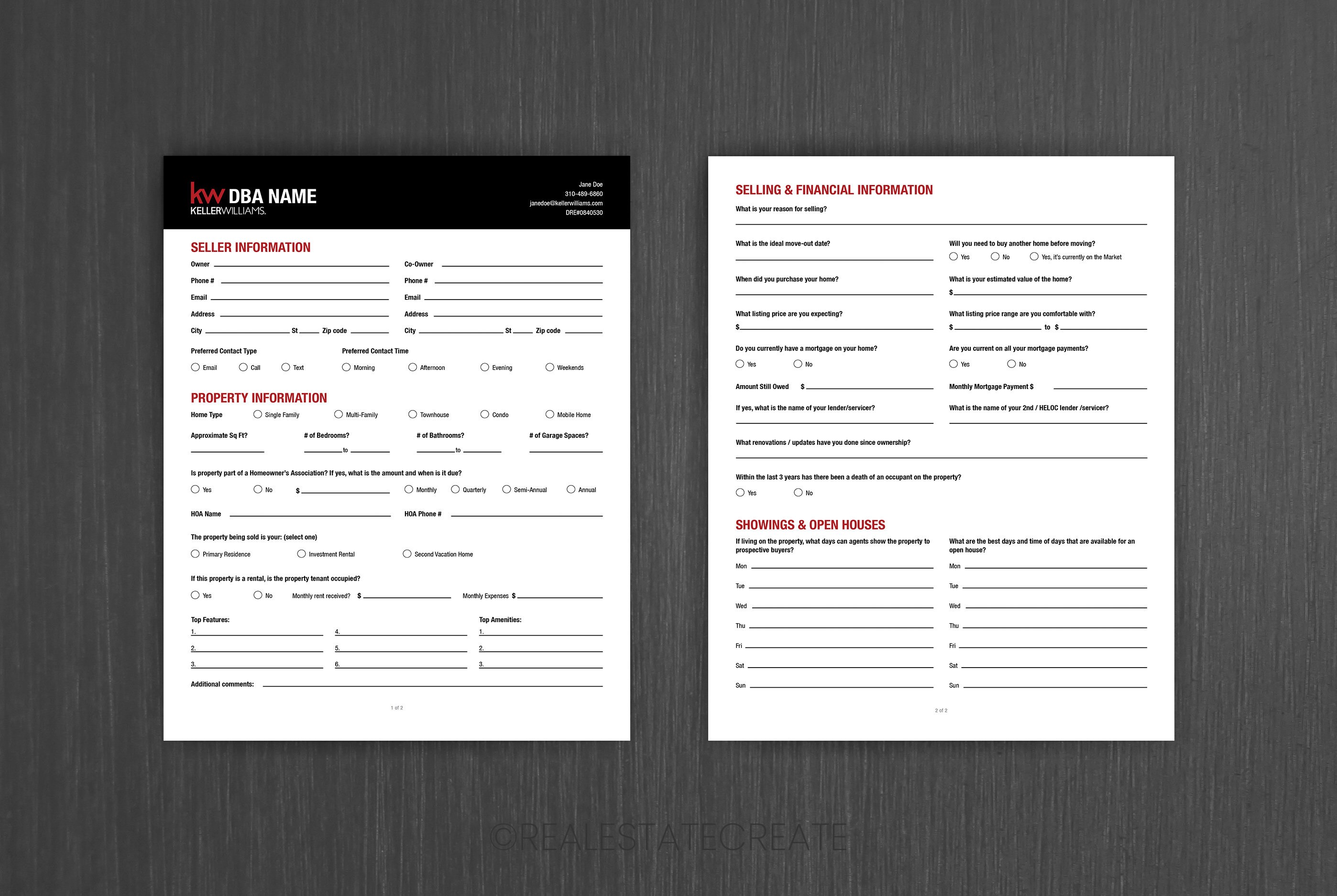 Keller Williams Seller Questionnaire Real Estate Template Etsy