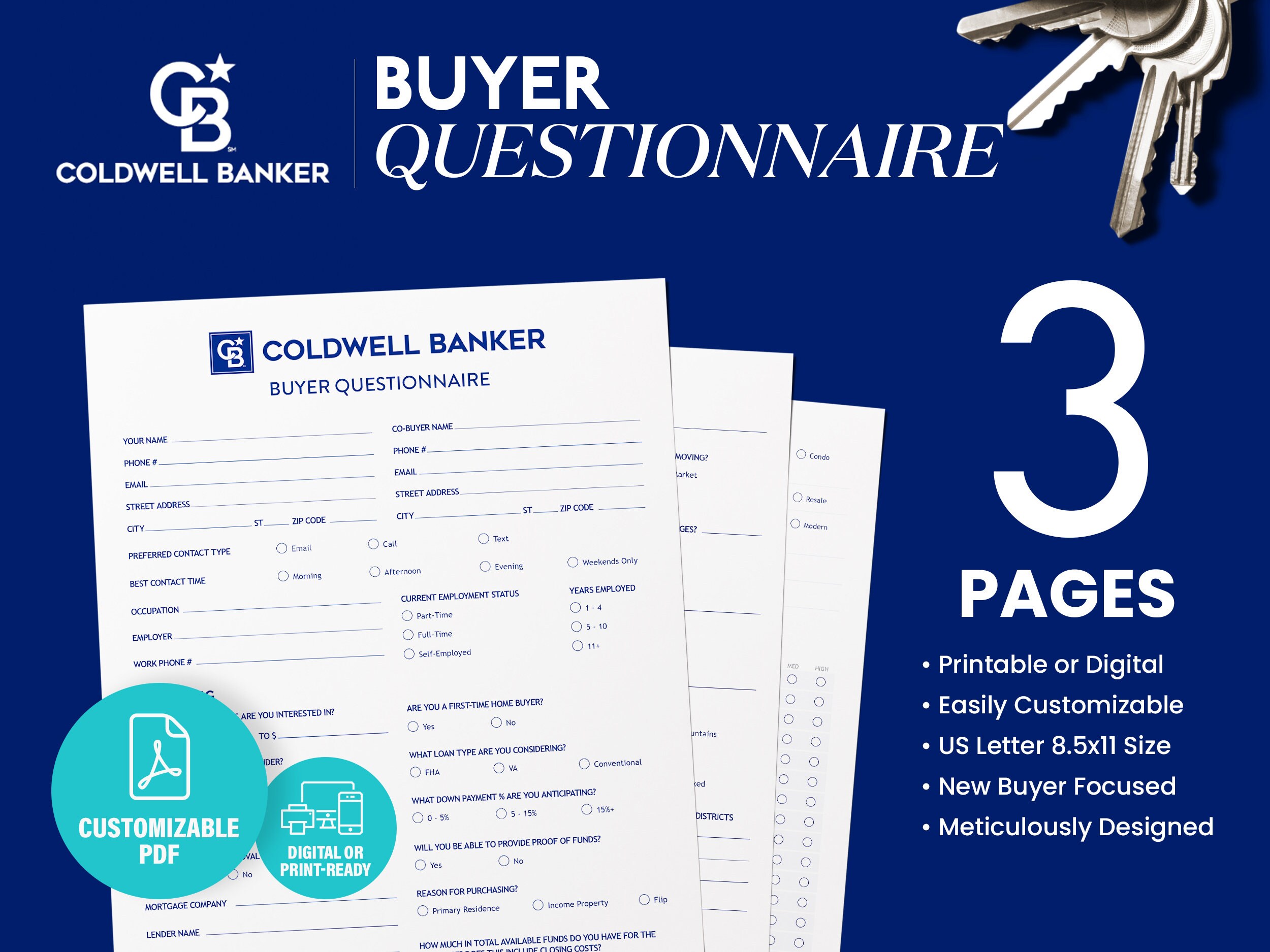 Coldwell Banker Buyer Questionnaire Real Estate Template Etsy