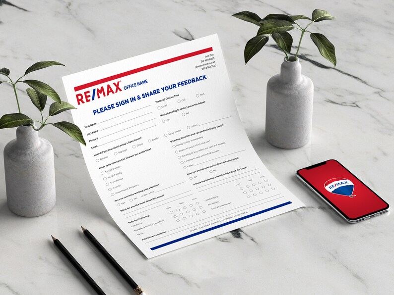 REMAX Open House Sign in &amp; Printable Buyer Survey, Buyer Feedback Form ...